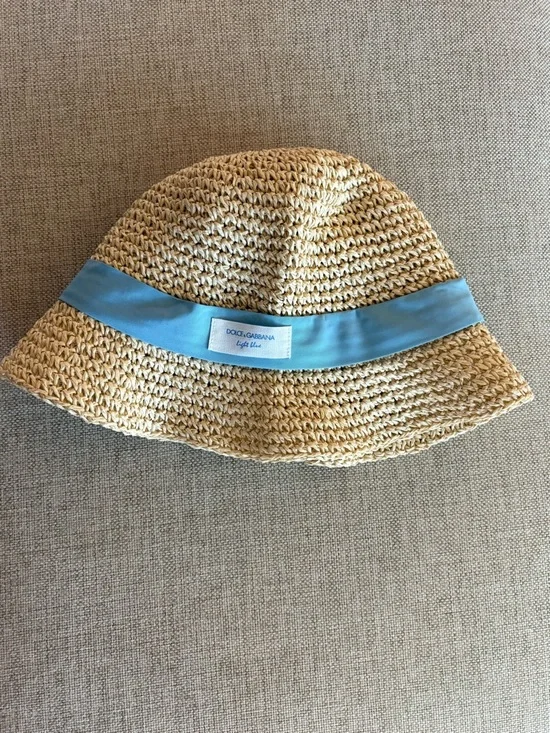 Dolce & Gabbana Light Blue Straw Hat | Beachy Resort Sun Hat | Rare Promo - Picture 3 of 9